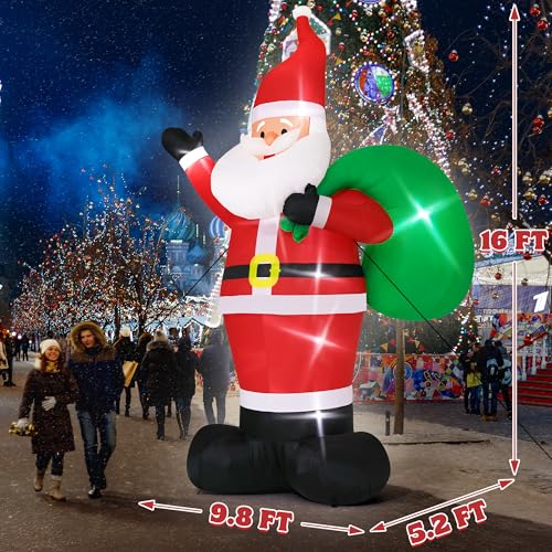 Giant Inflatable Santa Claus with LED Lights Outdoor Christmas Decorations W1618