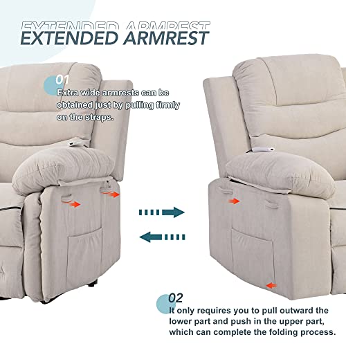 Power Lift Recliner Chair with Massage and Heat for Elderly, Beige C7169