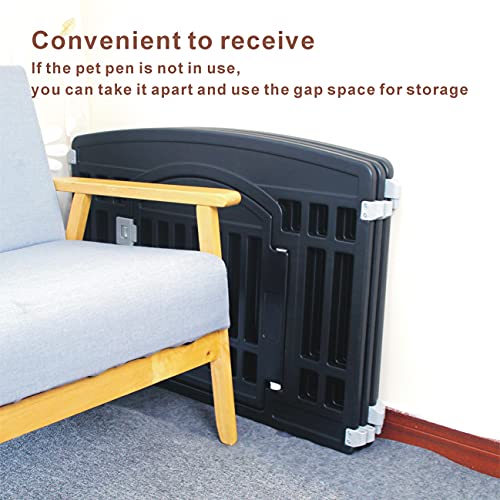 Pet Playpen for Dogs Heavy Plastic Exercise Pen Indoor Outdoor Folding Cage 6 Panels White L83956