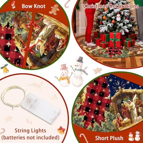 Christmas Tree Skirt 36 Inch with Snowman Reindeer Santa Snowflake L183244
