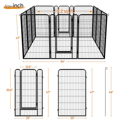 Yaheetech Dog Playpen Outdoor 40 Inch 8 Panels Metal Pet Fence I4784