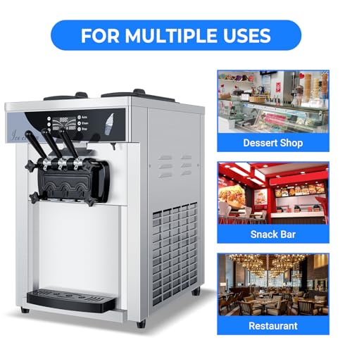 Commercial Ice Cream Maker 1800W 3 Flavors Soft Serve Machine 25L/H R21945