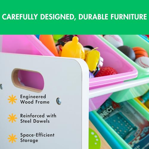 Humble Crew Kids Toy Storage Organizer with 12 Plastic Bins, Grey/White O74556