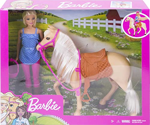 Barbie Doll & Toy Horse Set with Riding Outfit and Saddle S31325