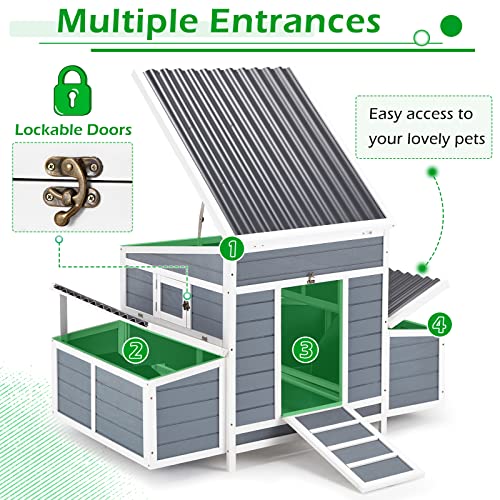 AECOJOY Chicken Coop 56" Wooden Hutch with 6 Nesting Boxes V450