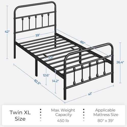 Yaheetech Classic Metal Platform Bed Frame with Victorian Headboard, Full Size Black T81083