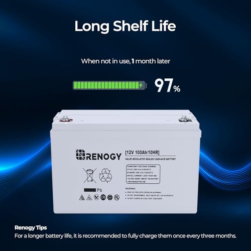 Renogy Deep Cycle AGM 12V 100Ah Battery for RV, Marine, Off-Grid D811836