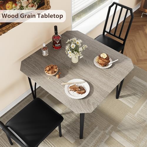GAOMON Dining Table Set for 2 with Cushion Seats, Rustic Brown L77092
