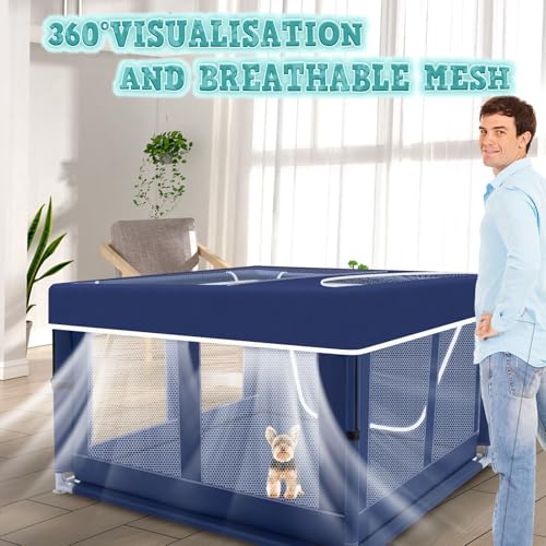 42x42x25.6 Inches Puppy Playpen with Gate for Small Dogs Indoor & Outdoor G192