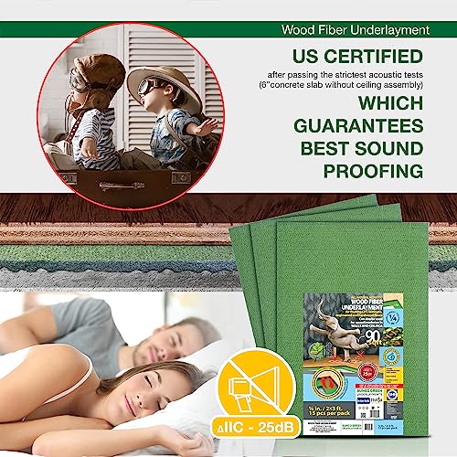 Wood Fiber Flooring Underlayment 3mm 40 Sq Ft for Laminate Vinyl Hardwood M70132