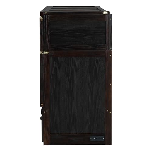 Harper & Bright Designs Queen Murphy Bed Cabinet, Solid Pine, Espresso W128