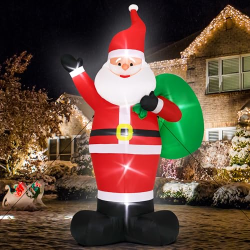 Giant Inflatable Santa Claus with LED Lights Outdoor Christmas Decorations W1618