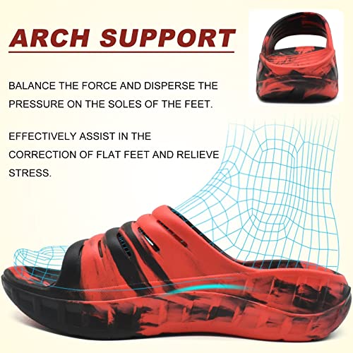 KuaiLu Men's Recovery Sandals Orthotic Cushion Open Toe Sport Slides D332788
