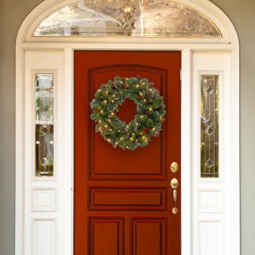 National Tree Company 30 in Pre-Lit Crestwood Spruce Artificial Christmas Wreath with Clear Lights G9281