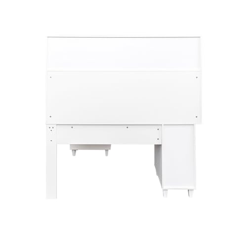 White Corner Desk L Shaped Computer Desk with Drawers and Shelves M491399