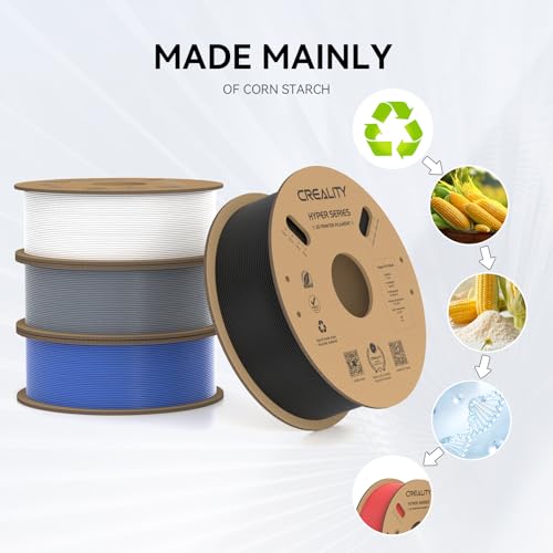 Creality Hyper PLA Filament 1.75mm High Speed 3D Printer Filament, 4 Pack 1kg Spool, Black & White K3786