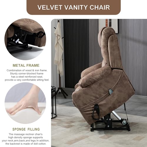 Power Lift Chair Recliner with Massage and Heat for Adults, Dual Motor H2507