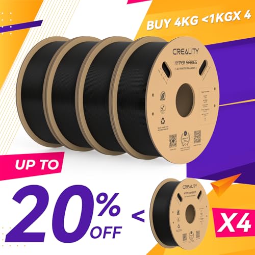 Creality Hyper PLA Filament 1.75mm High Speed 3D Printer Filament, 4 Pack 1kg Spool, Black & White K3786