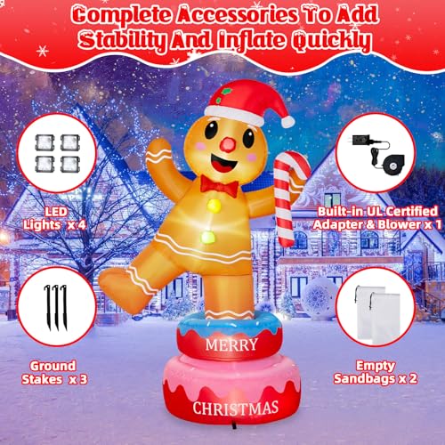 B&D 12FT Giant Christmas Inflatables Snowman Outdoor Decorations with Rotating LED Lights B36000