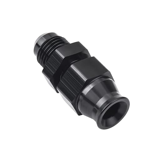 6AN Male to 3/8" Hardline Compression Fitting Adapter, Aluminum Alloy Black Anodized Fuel Hardline Tube Fitting Adapter Connector, Straight Connector Auto Accessories for Car (3/8")