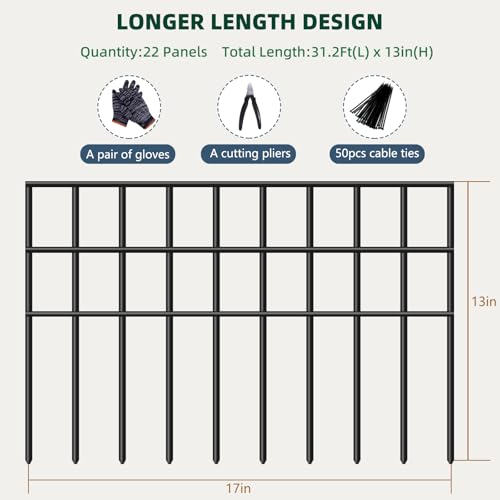 Animal Barrier Fence 42.5ft x 13in, 30 Panels No Dig Garden Fence for Dog Rabbit W8104