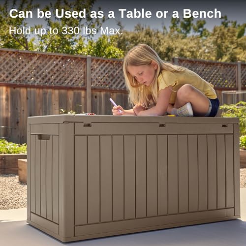 EAST OAK 60 Gallon Waterproof Outdoor Storage Box, Grey A4870