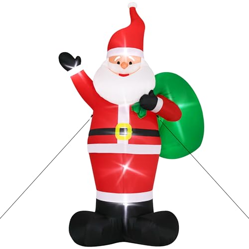Giant Inflatable Santa Claus with LED Lights Outdoor Christmas Decorations W1618