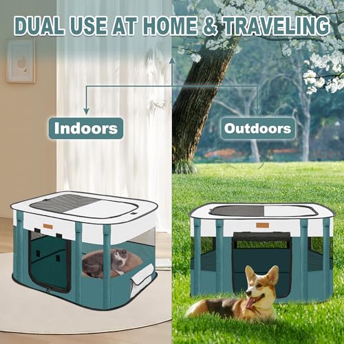 Dog Playpen Foldable Pet Tent with Carrying Bag for Indoor Outdoor Travel E336924