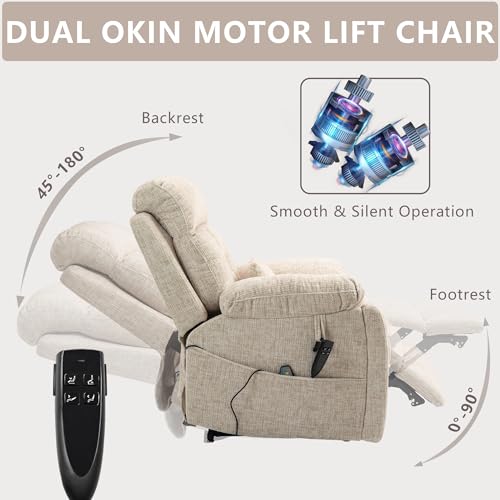 Power Lift Chair Recliner with Massage and Heat for Adults, Dual Motor H2507