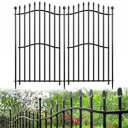 8 Panels Tall No Dig Garden Fence 40in H x 18ft L Rustproof Metal Barrier H7450