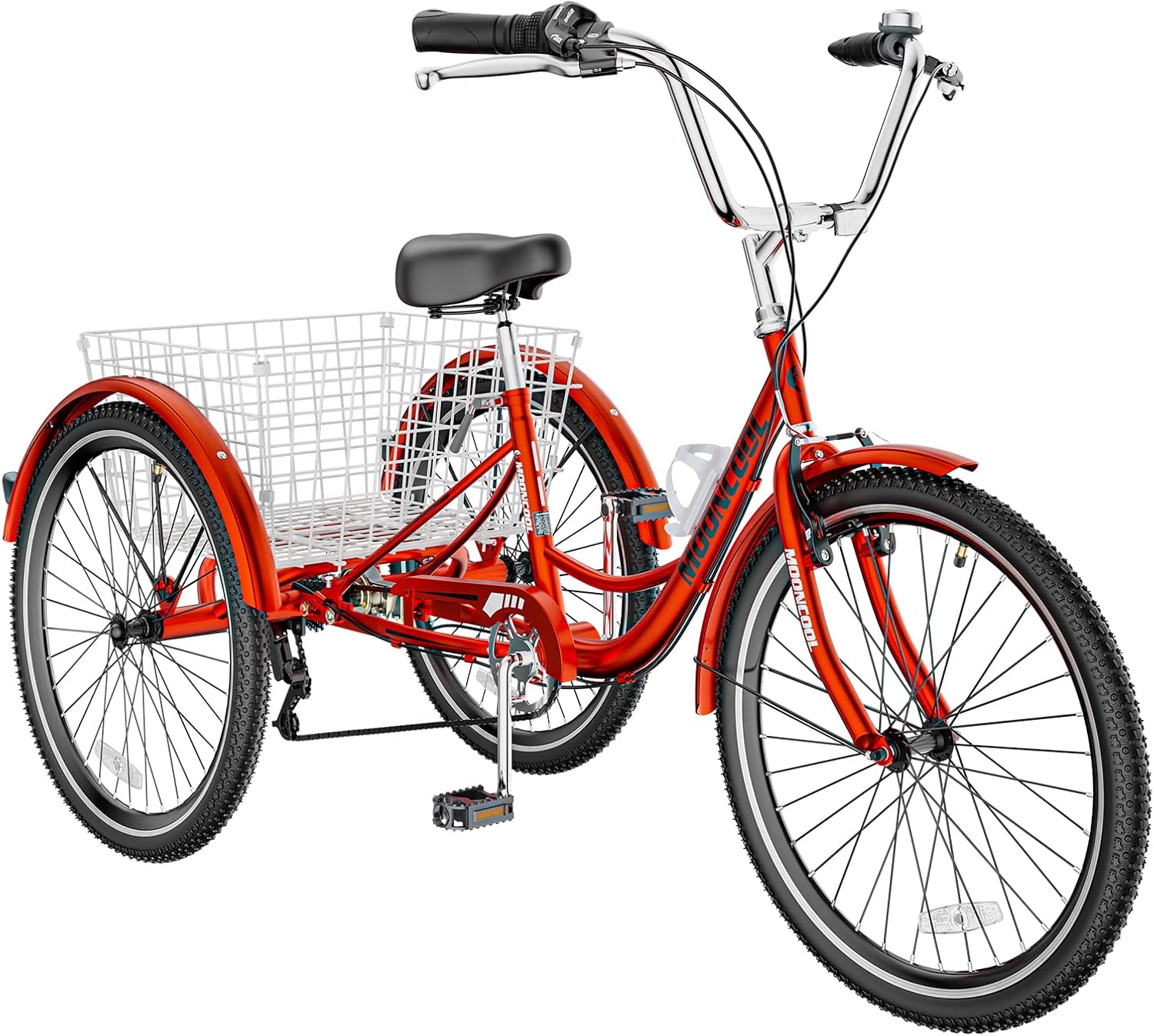 Adult Tricycle 7 Speed 3 Wheel Bike Adult Trikes, Three-Wheeled Bicycles Cruise Trike with Basket for Seniors, Women, Men for Recreation Shopping (26", Red)
