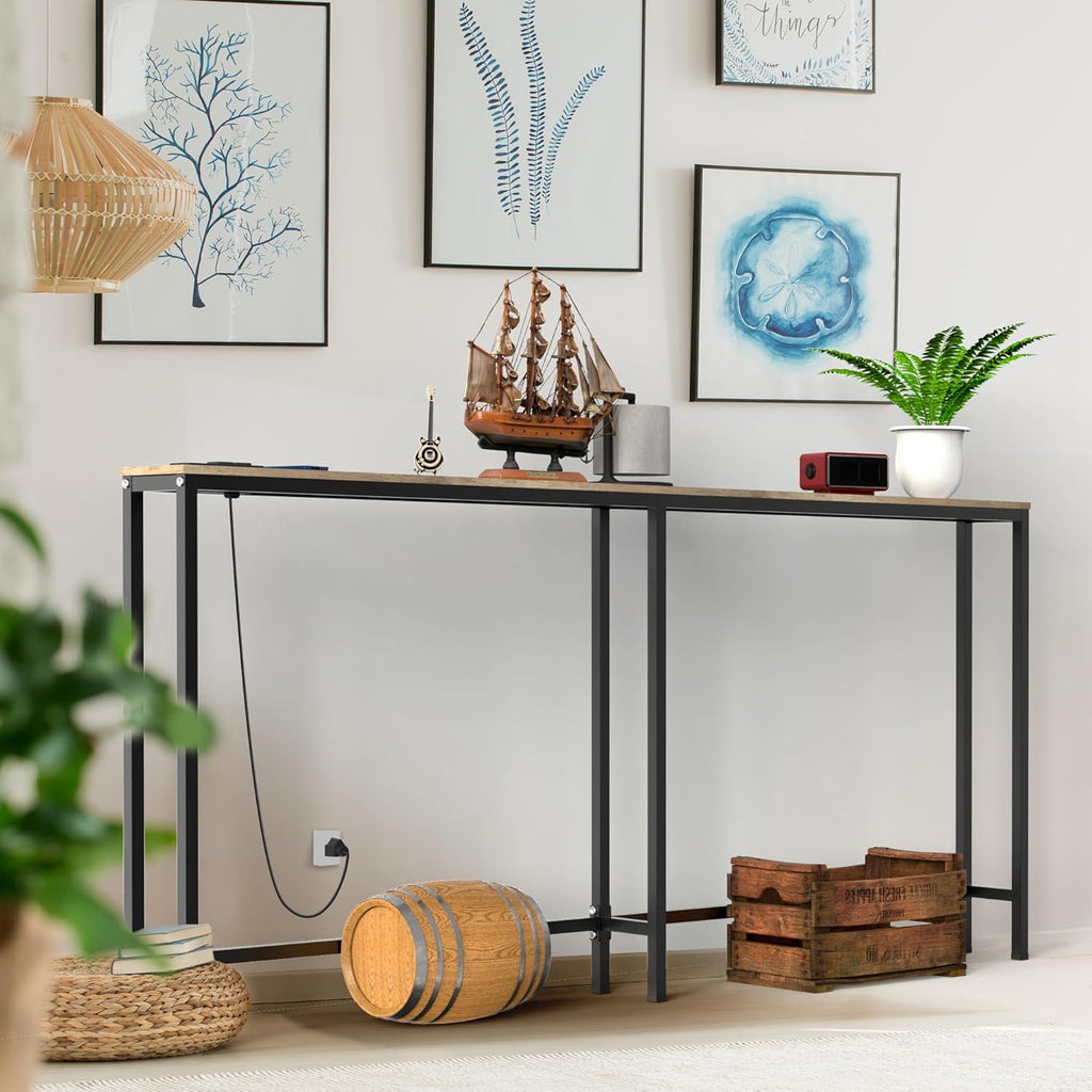70.9" Console Table with Power Outlet and Charging Station E80633