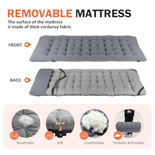 ATORPOK Camping Cot for Adults with Cushion, Portable Folding Bed, Gray F9576
