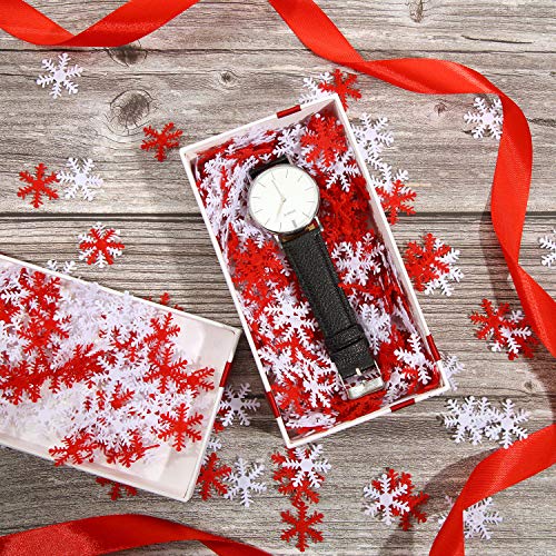 WILLBOND 500 Pieces Christmas Snowflakes Table Confetti Decorations White Red Non-Woven V11176