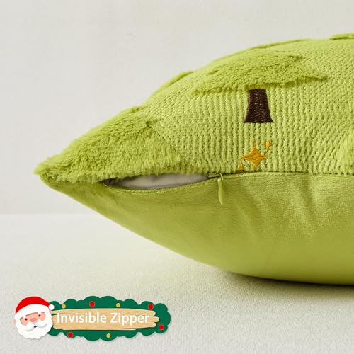 UGASA Star Christmas Decorative Pillow Covers 18x18 Inch Set of 2 Dark Green Q9265