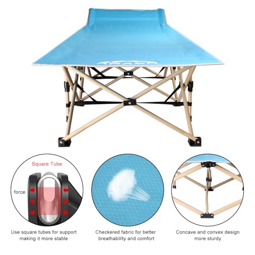 Camping Cot with Mattress, Portable Folding Bed with Carry Bag for Adults C4766