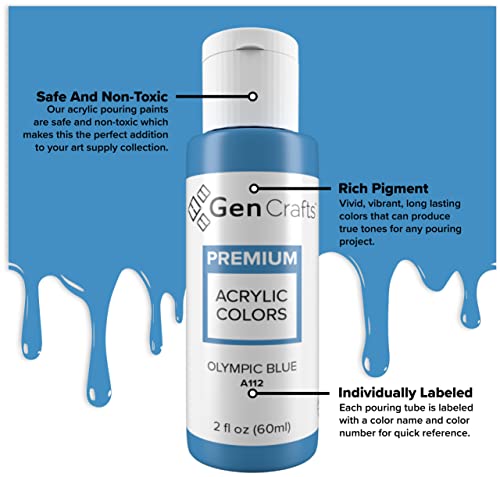GenCrafts Neon Acrylic Pouring Paint 12 Colors, 2 oz Bottles J107
