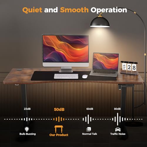 Electric Standing Desk with Charging Station, Oak W842676