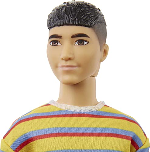 Barbie Ken Fashionistas Doll #175 with Brunette Hair in Striped Shirt and Denim Shorts Y95865