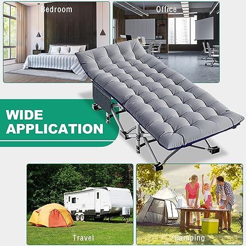 LILYPELLE Folding Camping Cot, Extra Wide Heavy Duty with Carry Bag Z15817