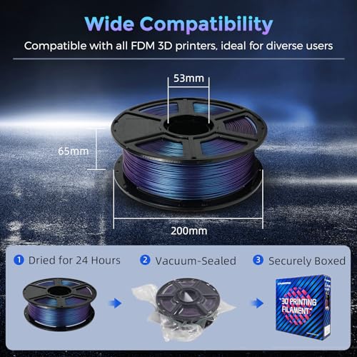 FLASHFORGE PLA Filament 1.75mm Burnt Titanium, Color Changeable 3D Printer Filament 1kg T433110
