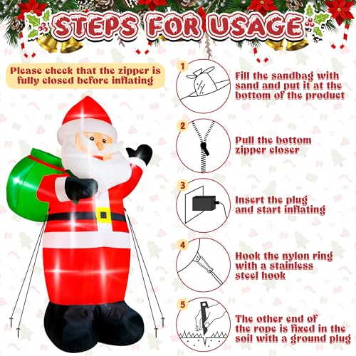 Giant Inflatable Santa Claus with LED Lights Outdoor Christmas Decorations W1618