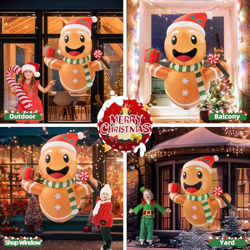B&D 12FT Giant Christmas Inflatables Snowman Outdoor Decorations with Rotating LED Lights B36000