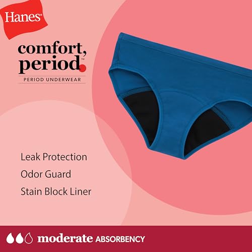 Hanes Girls' & Boys' Period Underwear Hipster Short, Multi-Pack Y24165