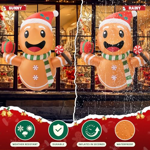 B&D 12FT Giant Christmas Inflatables Snowman Outdoor Decorations with Rotating LED Lights B36000