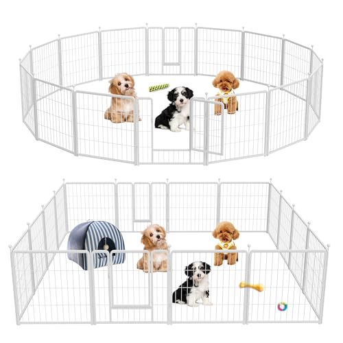 HealSmart Dog Playpen Indoor 32" Height 8 Panels for Small/Medium Dogs, Black J454