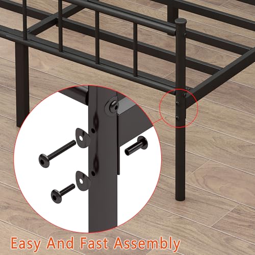 Full Bed Frame Metal Platform Bed with Steel Slat Support F6304