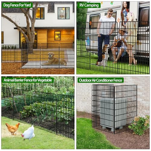 10 Panels Garden Fencing Animal Barrier, 33in x 24ft Rustproof Dog Fence W482439