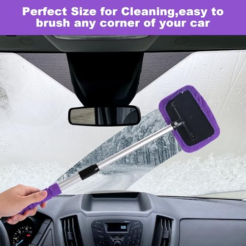XINDELL Windshield Glass Cleaning Tool with Extendable Handle, Microfiber Cloth P78664