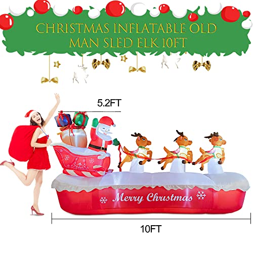 COOLWUFAN 6 FT Christmas Inflatables Santa Claus with Gifts Bag, LED Lights Outdoor Yard Decoration T979